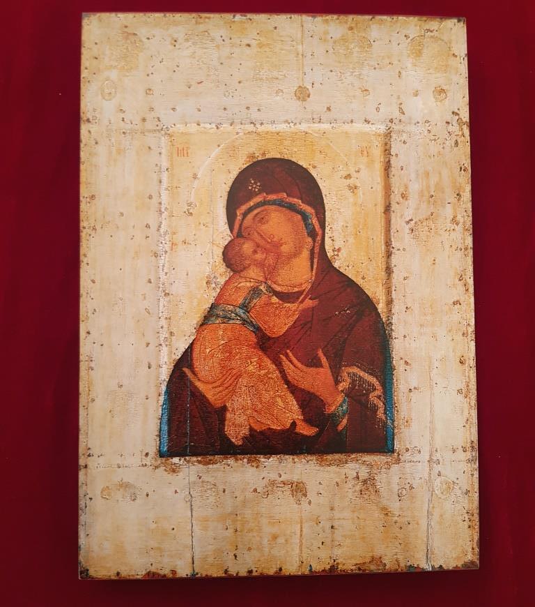 Wooden Icon of the Mother of God "Vladimirskaya" (from Vladimir) Andrei Rublev