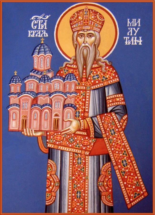 Saint Stefan, Serbian King (Milutin). Wooden orthodox icon