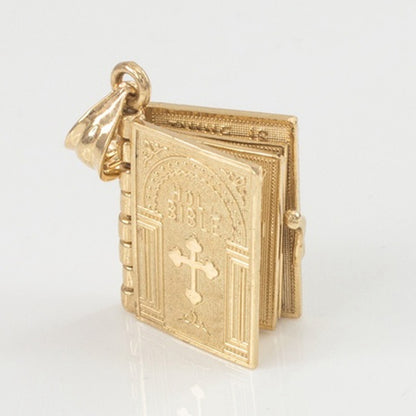 Collier ouvrable Holy Bible Book pendentif en or