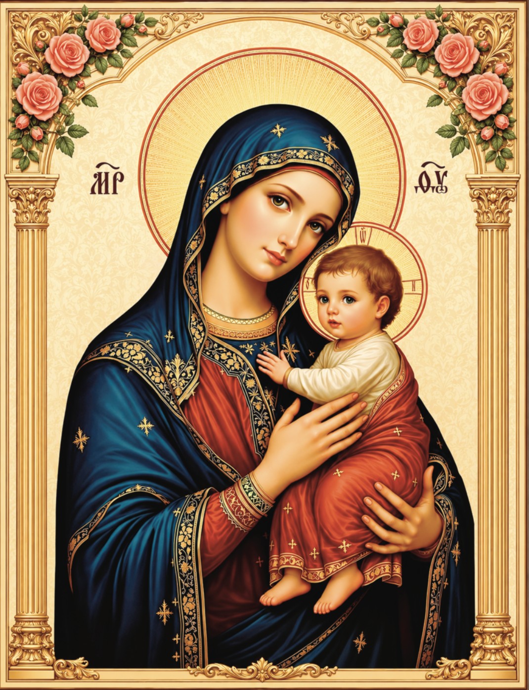 Our Lady with the Christ Child Beautiful Icon of the Mother of God