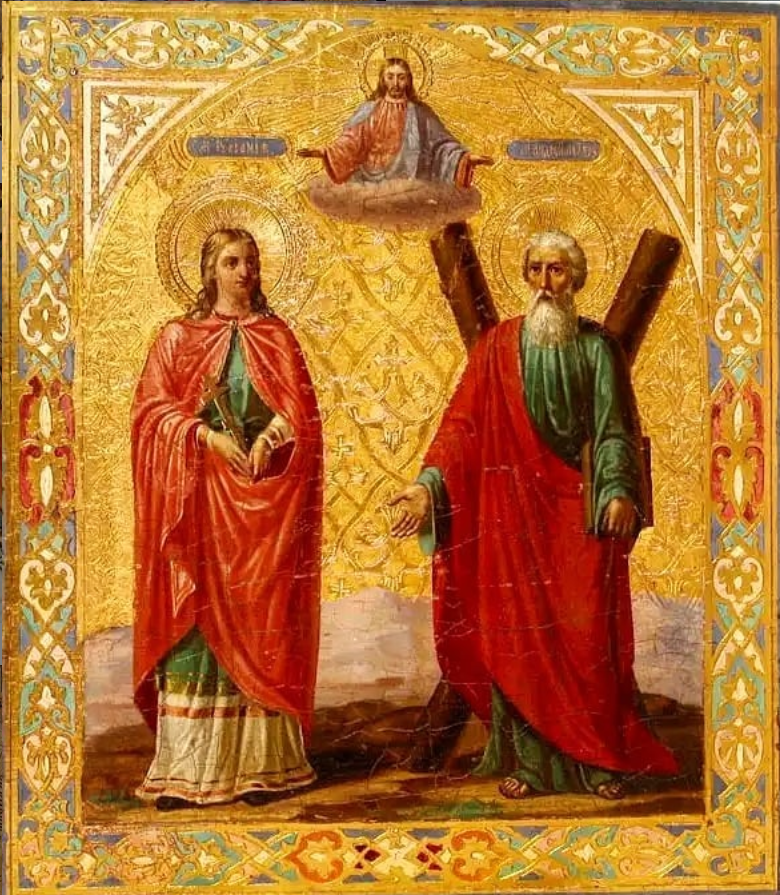 Icon of Saint Juliana and Apostle Andrew the First-Called