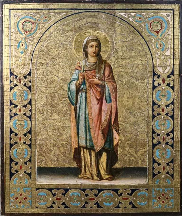 Holy Martyr Faina of Ancyra (Corinth). Wooden orthodox icon. - iconsofsaints.com