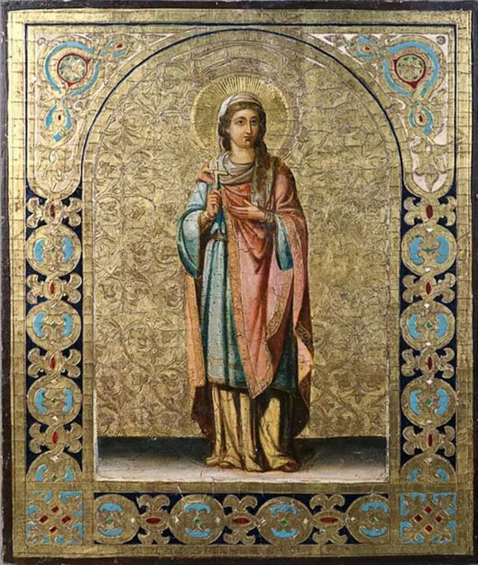Holy Martyr Faina of Ancyra (Corinth). Wooden orthodox icon. - iconsofsaints.com