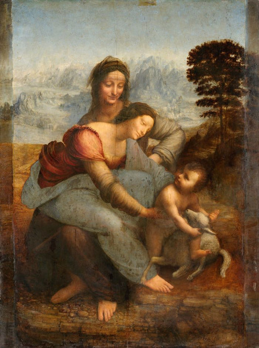 Virgin Mary, Saint Anne & Baby Jesus – Leonardo da Vinci Sacred Art Print, Louvre Masterpiece of Three Generations of the Holy Family, for Catholic & Christian Prayer & Devotion
