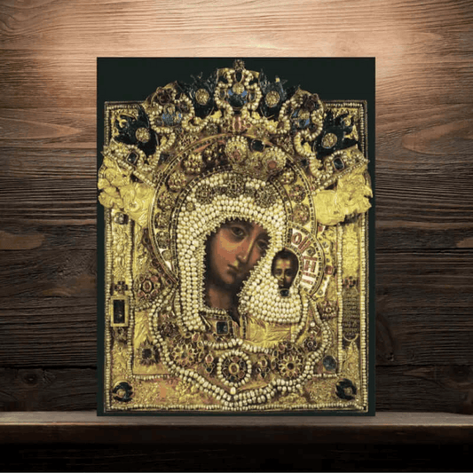 Kazan Mother of God Icon Orthodox Russian Handmade Wooden Religious Wall Art - iconsofsaints.com
