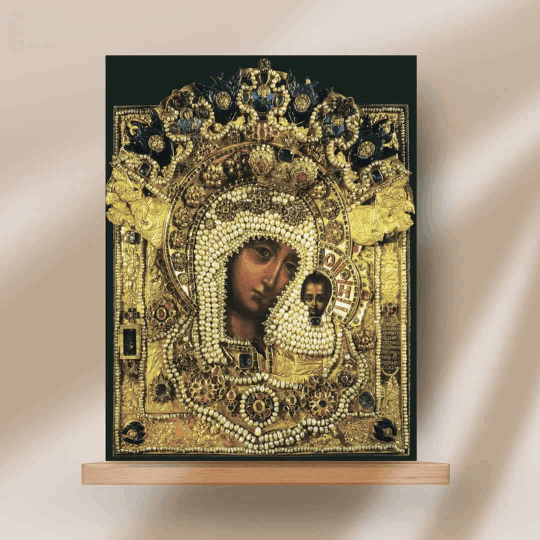 Kazan Mother of God Icon Orthodox Russian Handmade Wooden Religious Wall Art - iconsofsaints.com