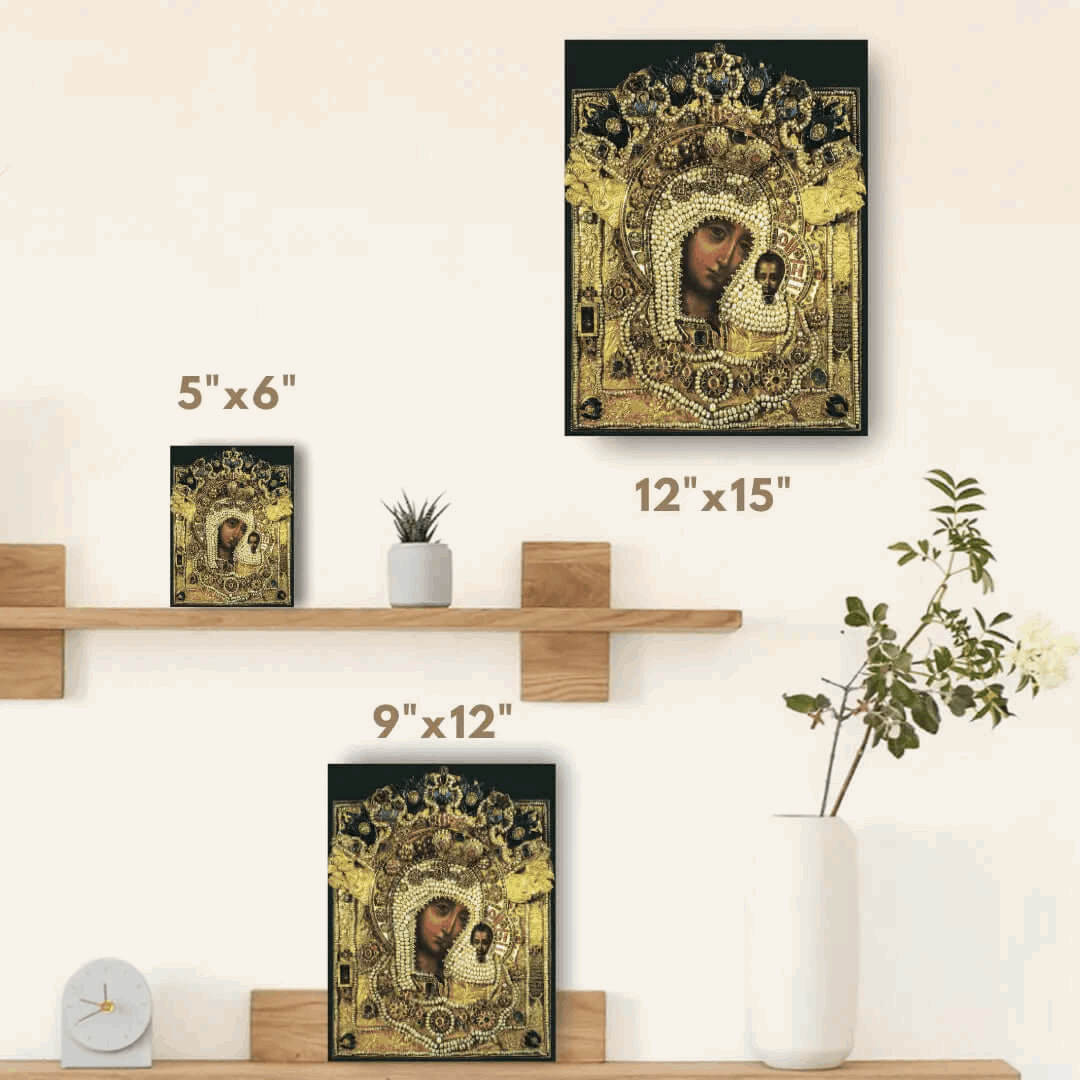 Kazan Mother of God Icon Orthodox Russian Handmade Wooden Religious Wall Art - iconsofsaints.com