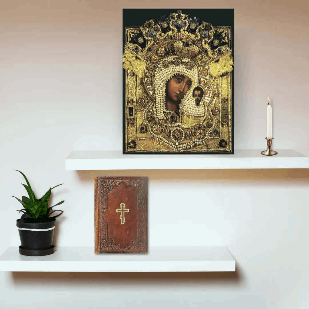 Kazan Mother of God Icon Orthodox Russian Handmade Wooden Religious Wall Art - iconsofsaints.com