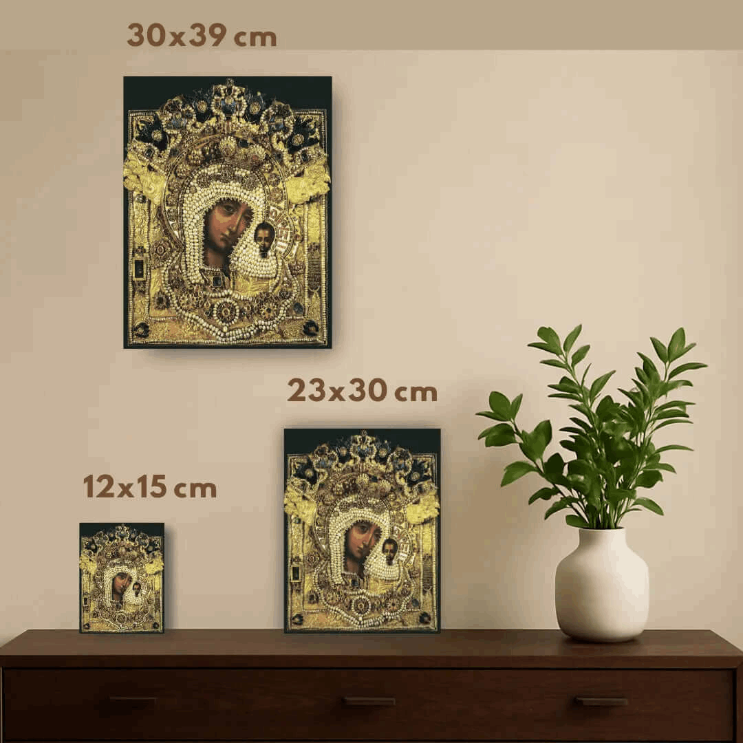Kazan Mother of God Icon Orthodox Russian Handmade Wooden Religious Wall Art - iconsofsaints.com