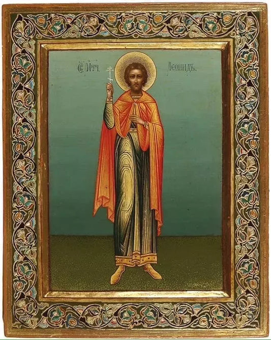 Holy Martyr Leonidas of Corinth. Wooden orthodox icon.