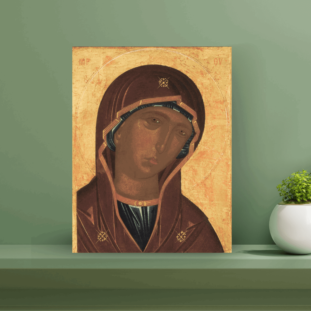 Mother of God Icon Orthodox Virgin Mary without Christ Handmade Religious Wall Art - iconsofsaints.com