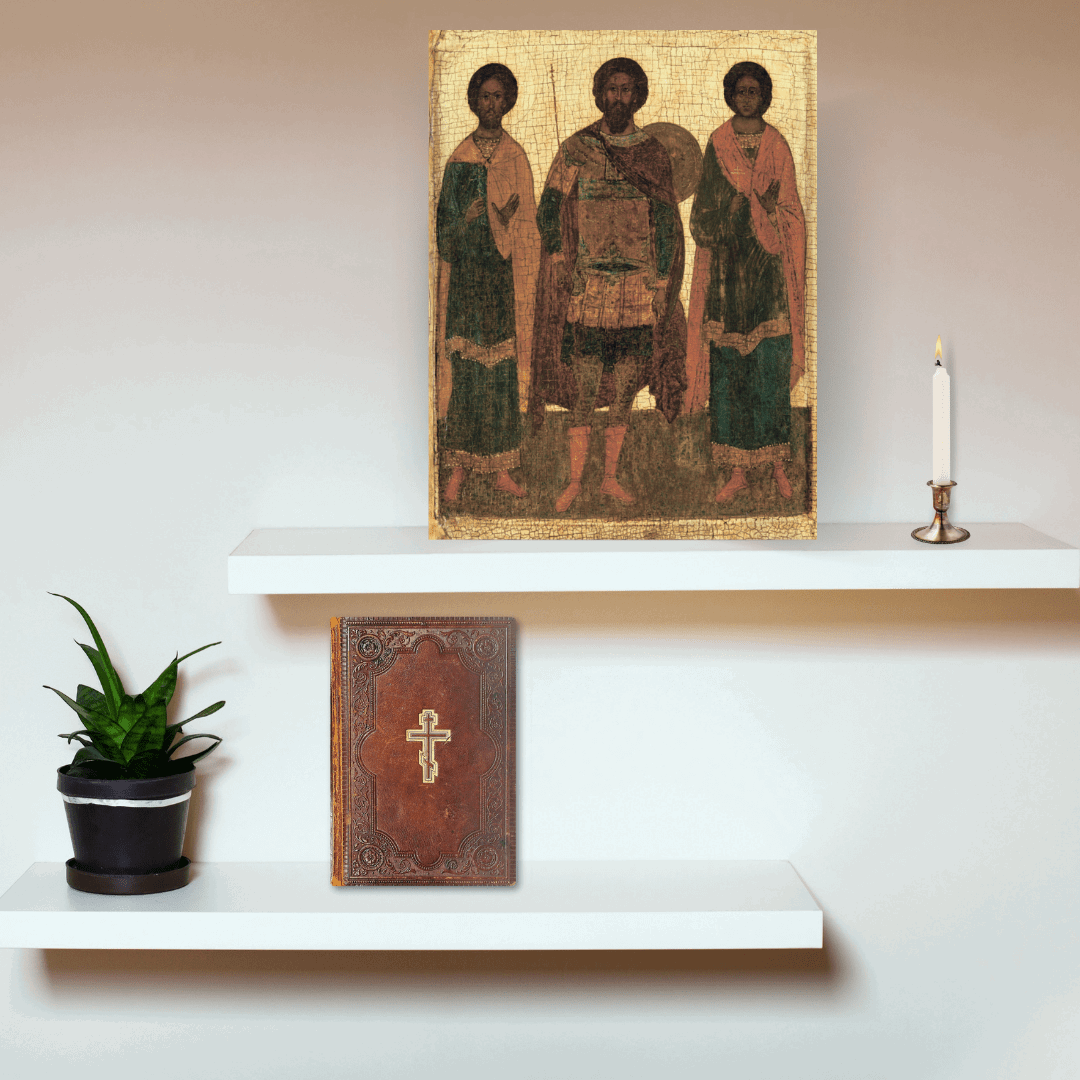 Orthodox Icon of Saint Theodore Stratelates Flor and Lavr Wooden Wall Art - iconsofsaints.com