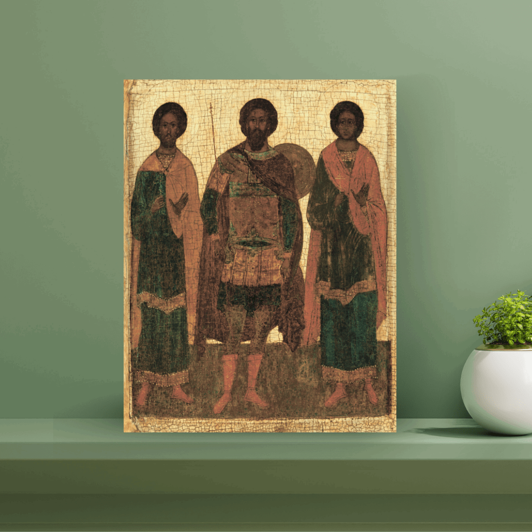 Orthodox Icon of Saint Theodore Stratelates Flor and Lavr Wooden Wall Art - iconsofsaints.com