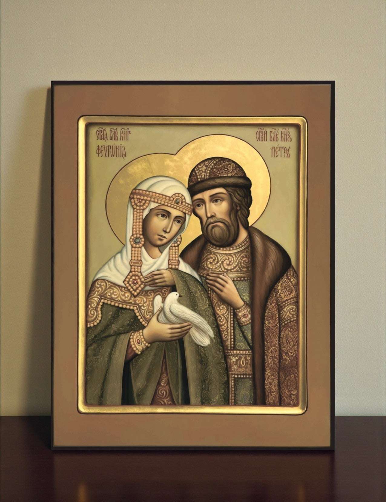Orthodox Icon of Saints Peter and Fevronia of Murom – Patrons of Marriage and Family. Wooden orthodox icon - iconsofsaints.com