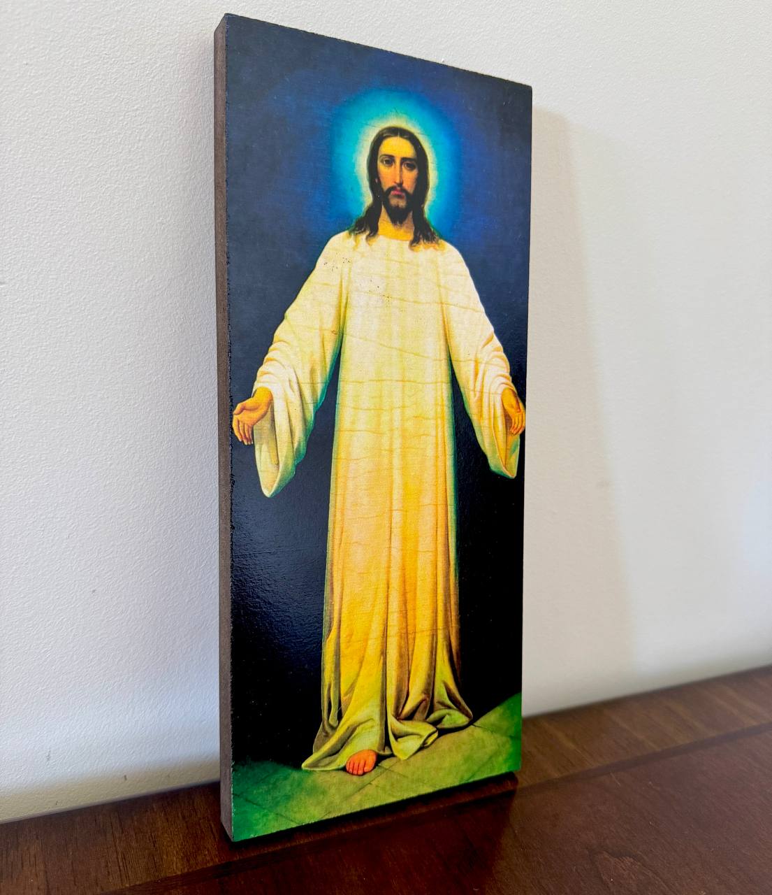 Orthodox Icon Set Jesus Christ and Virgin Mary with Angels Wooden Wall Art - iconsofsaints.com