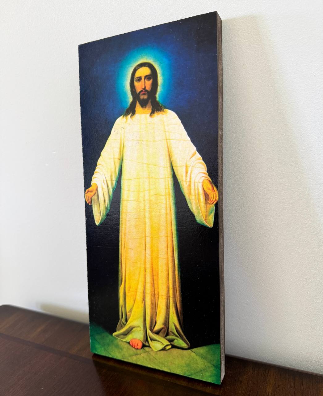 Orthodox Icon Set Jesus Christ and Virgin Mary with Angels Wooden Wall Art - iconsofsaints.com