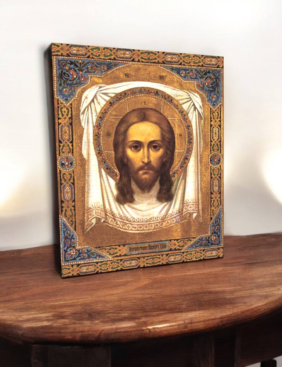 Lord Jesus Christ the Savior "Not Made by Hands", Miraculous Mandylion, Ubrus. Wooden orthodox icon