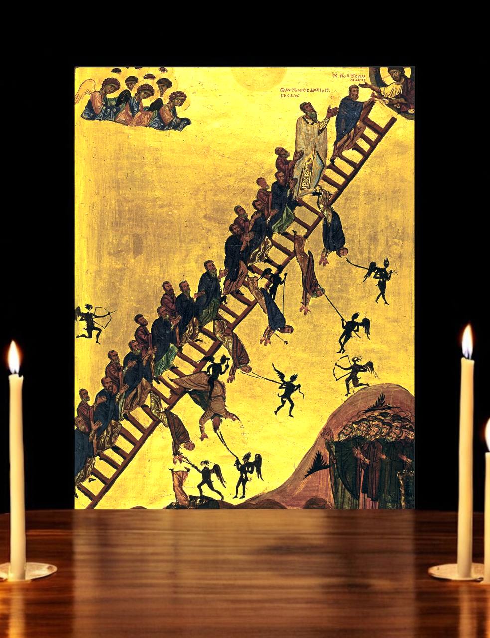 The Ladder of Divine Ascent by St. John Climacus (The Paradise Ladder)  Wooden orthodox icon