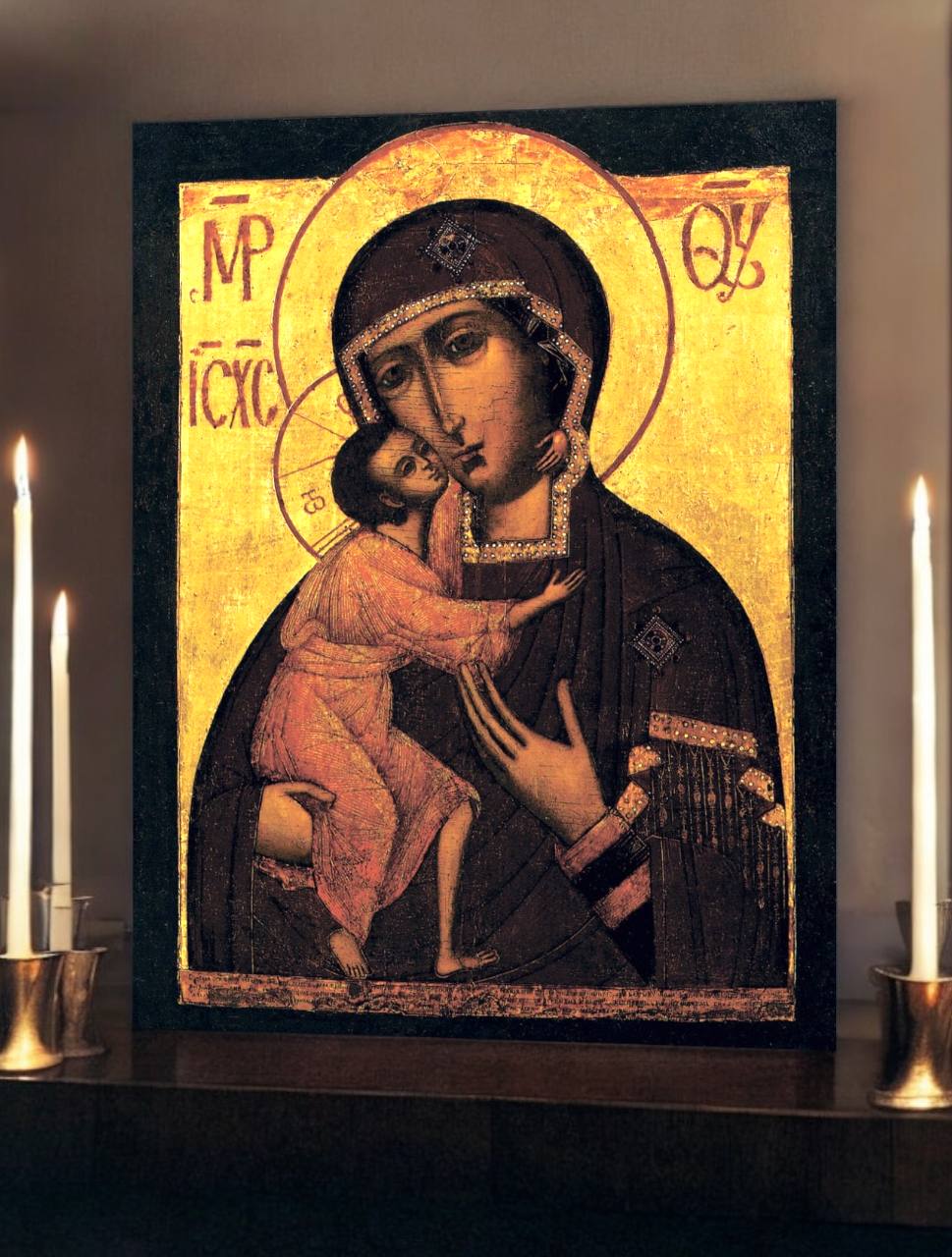 Mother of God Virgin Mary the Theotokos of Saint Theodore (Feodorovskaya). Wooden orthodox icon