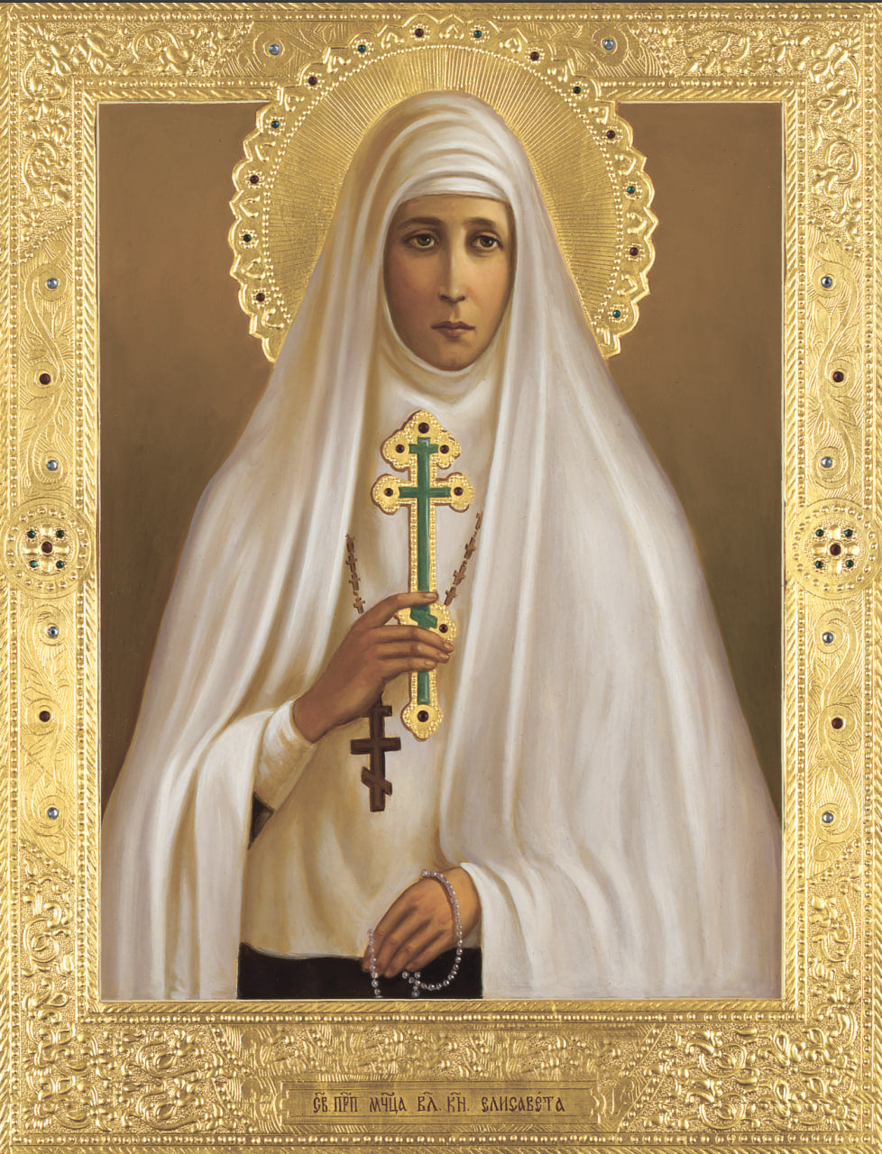 Holy Martyr Duchess Elizabeth (Elisaveta) Fedorovna Romanova. Wooden orthodox icon