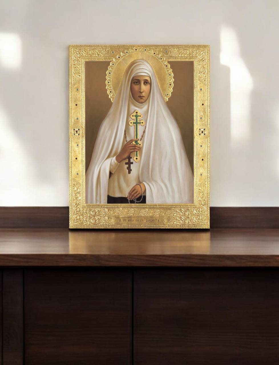 Holy Martyr Duchess Elizabeth (Elisaveta) Fedorovna Romanova. Wooden orthodox icon