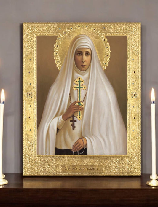 Holy Martyr Duchess Elizabeth (Elisaveta) Fedorovna Romanova. Wooden orthodox icon