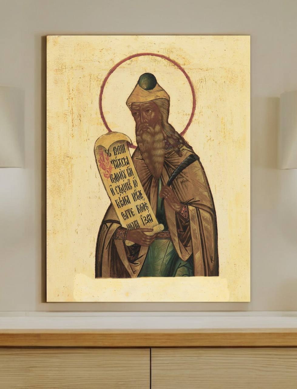 Icon of Saint Prophet Zechariah the Righteous, Father of John the Baptist. Wooden orthodox icon