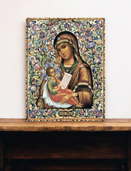 Mother of God Virgin Mary the Theotokos "Assuage my sorrows". Wooden orthodox icon