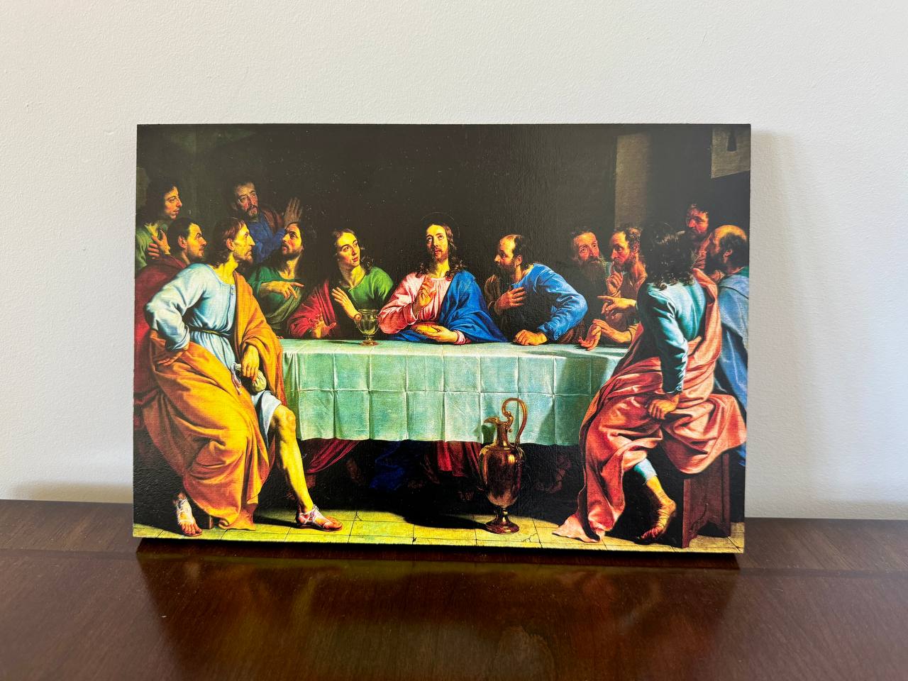 The Last Supper, the Mystical Supper. Wooden orthodox icon