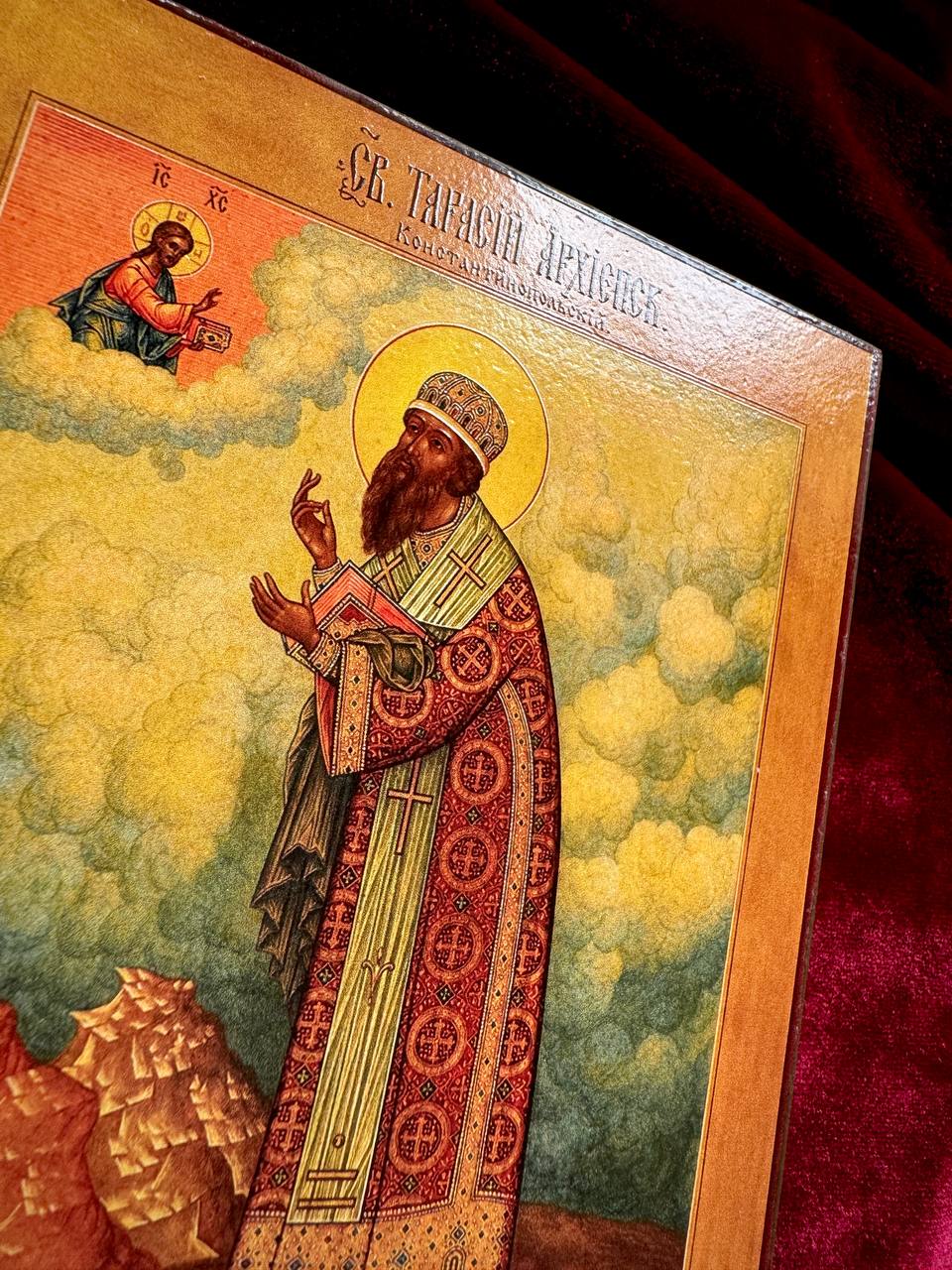 Saint Tarasius, Archbishop and Patriarch of Constantinople. Wooden orthodox icon