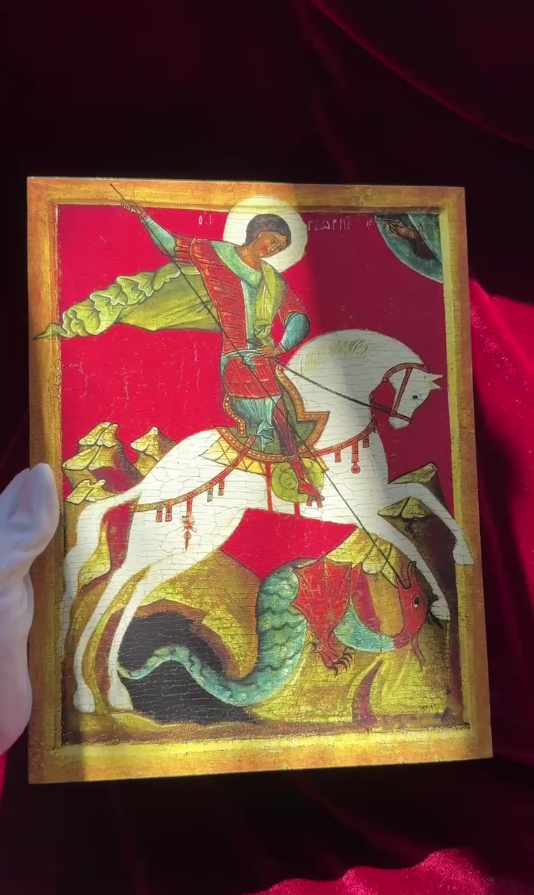 Orthodox Icon of Saint George the Victorious – The Miracle of the Dragon