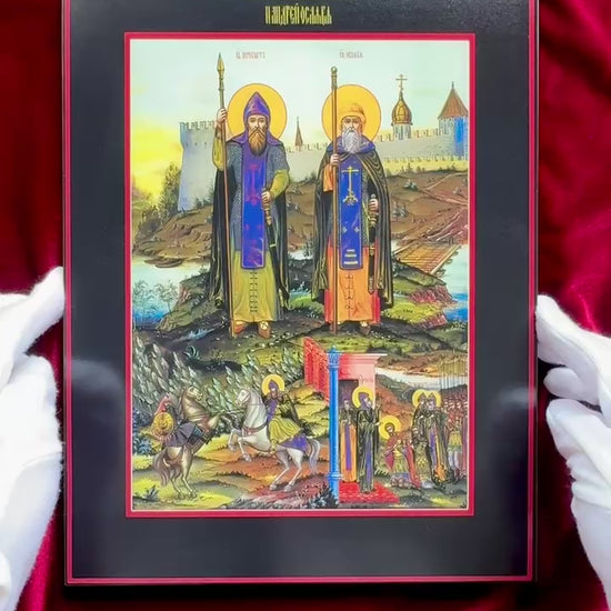 Orthodox Icon of Warrior Saints Alexander (Aleksandr) Peresvet and Andrei (Rodion) Oslyabya