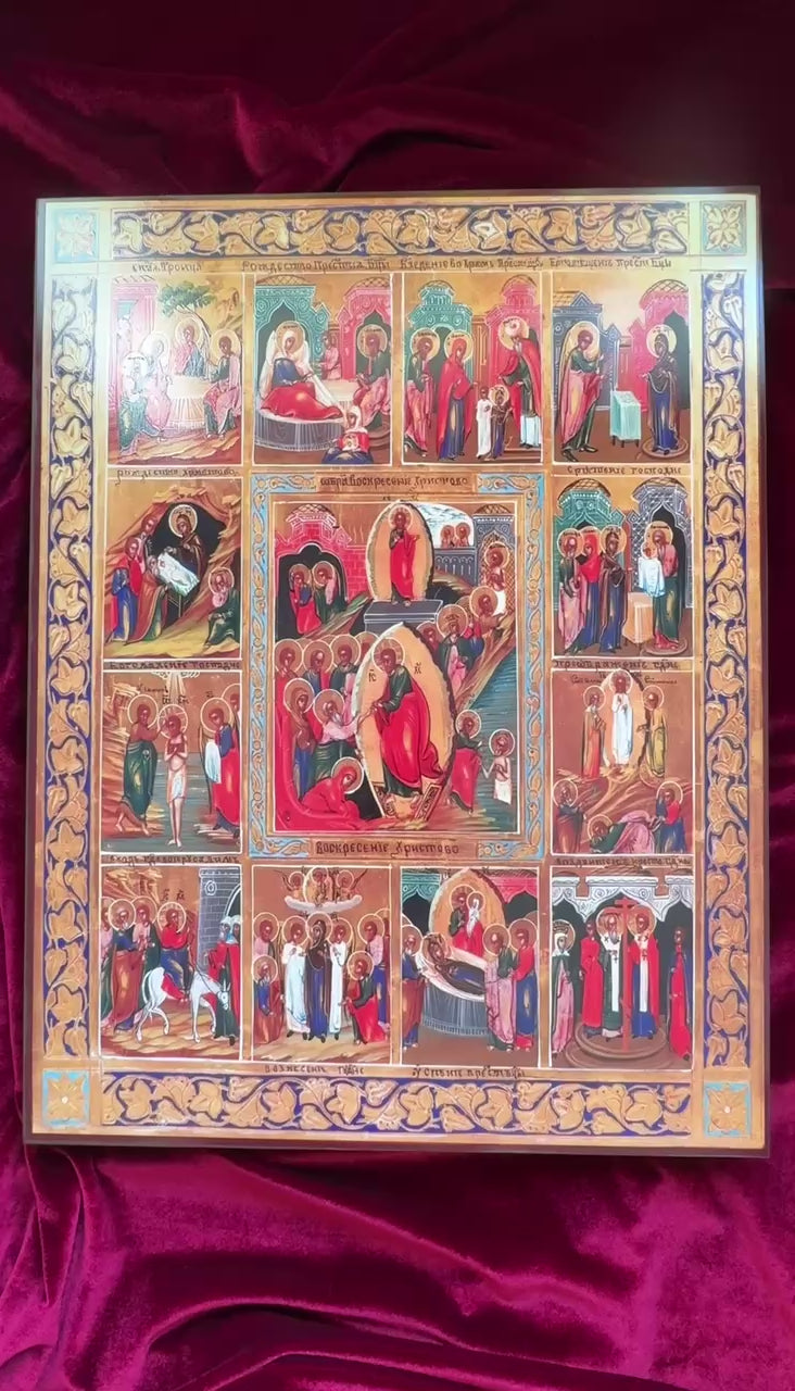 Twelve Great Feasts and the Resurrection of Christ icon