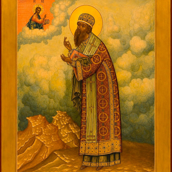 Saint Tarasius, Archbishop and Patriarch of Constantinople. Wooden orthodox icon