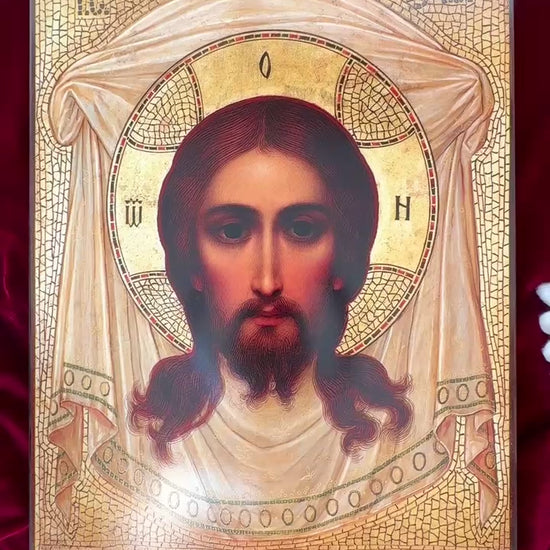 Icon Savior Not Made by Hands, Miraculous Mandylion. Ubrus video