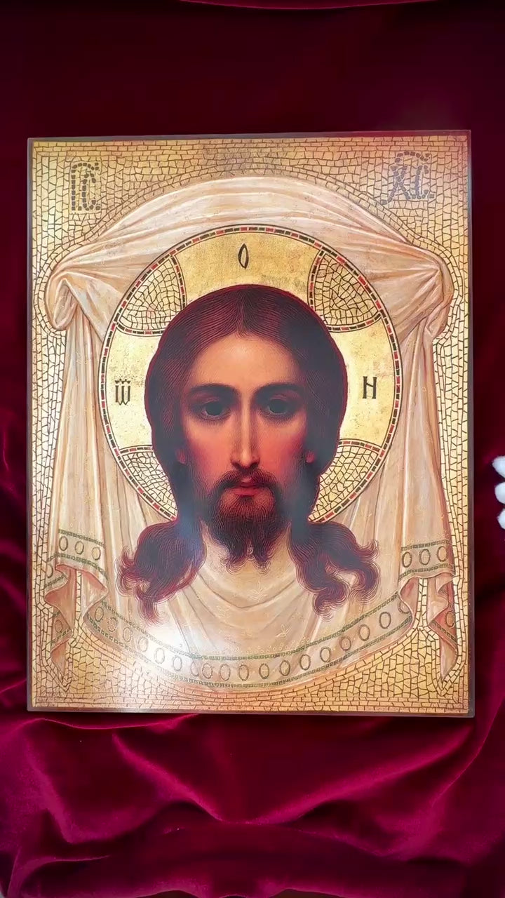 Icon Savior Not Made by Hands, Miraculous Mandylion. Ubrus video