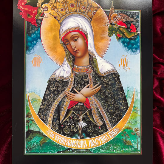 This wooden icon of the Mother of God Ostrobramskaya brings peace, grace, and a sense of divine presence into any space, reminding us of the loving protection of the Blessed Virgin.