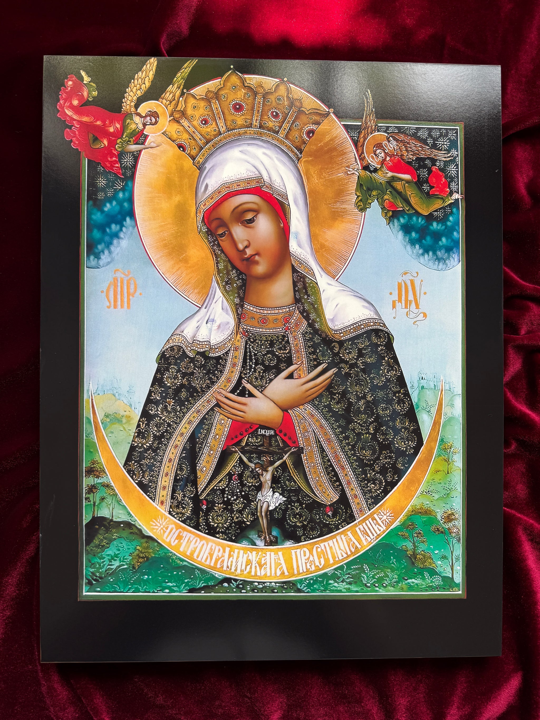 This wooden icon of the Mother of God Ostrobramskaya brings peace, grace, and a sense of divine presence into any space, reminding us of the loving protection of the Blessed Virgin.