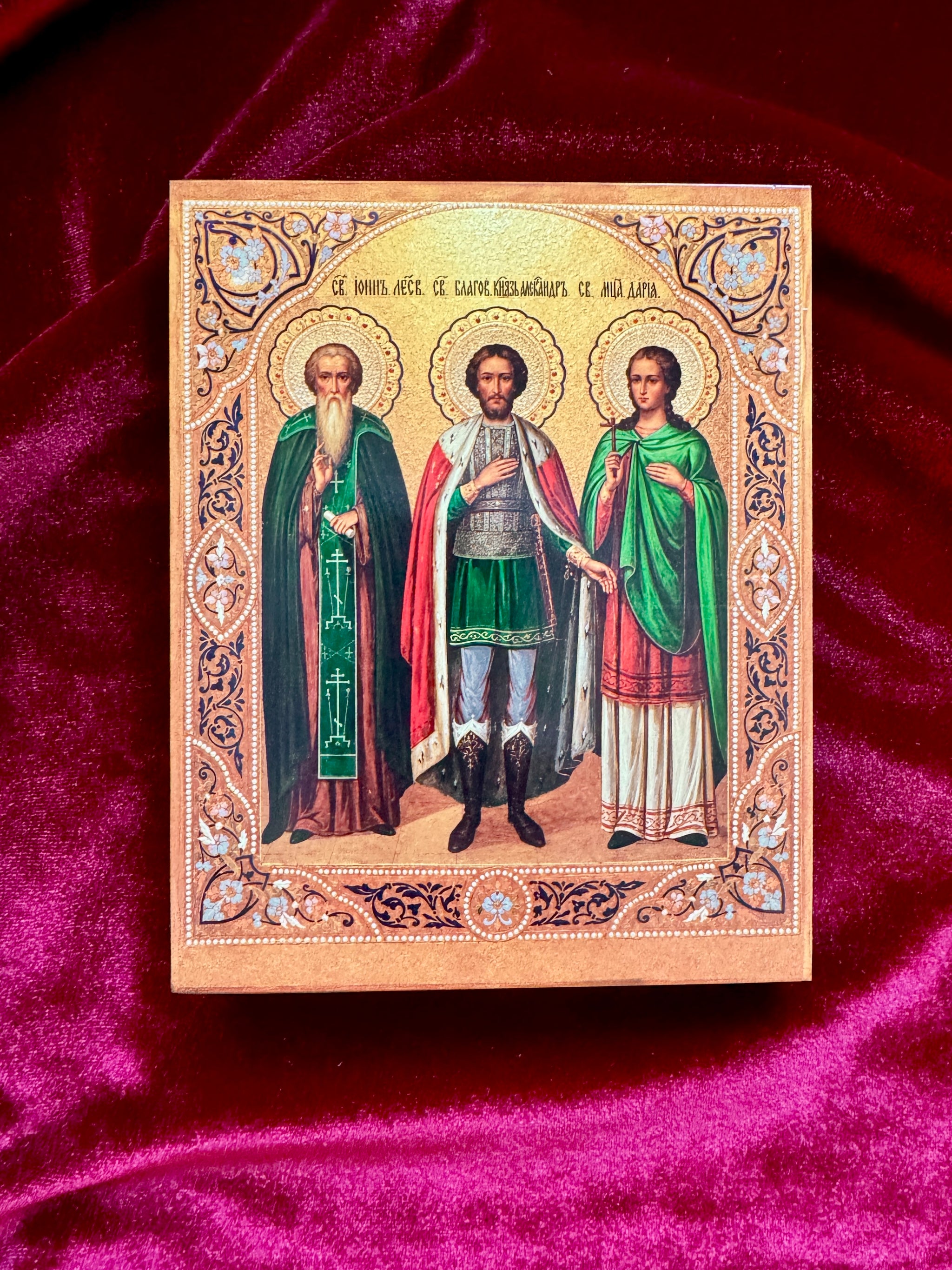 Icon of Three Saints:&nbsp; St. John Climacus, St. Alexander Nevsky, and St. Daria the Martyr