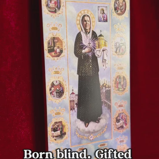 Holy Blessed Eldress Saint Matrona of Moscow, with Scenes from Her Life icon
