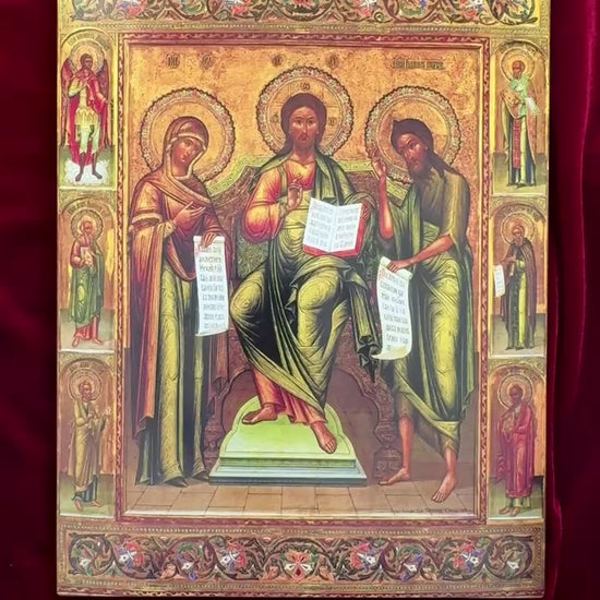 Icon orthodox Deesis Jesus Christ with the Mother of God and John the Forerunner