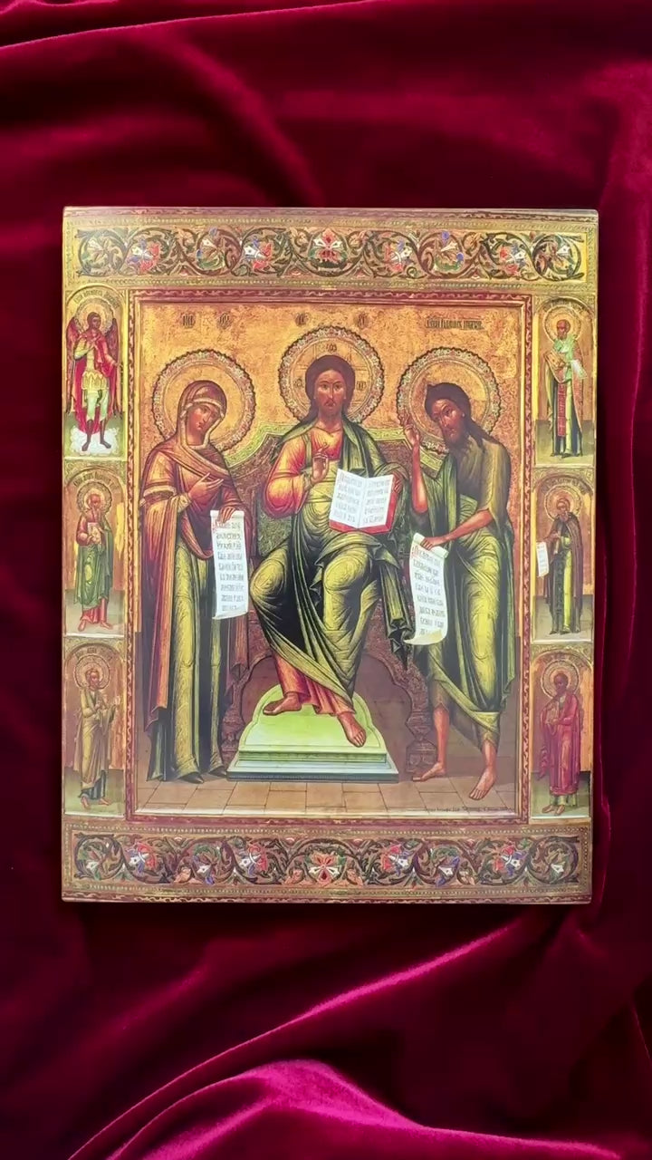 Icon orthodox Deesis Jesus Christ with the Mother of God and John the Forerunner