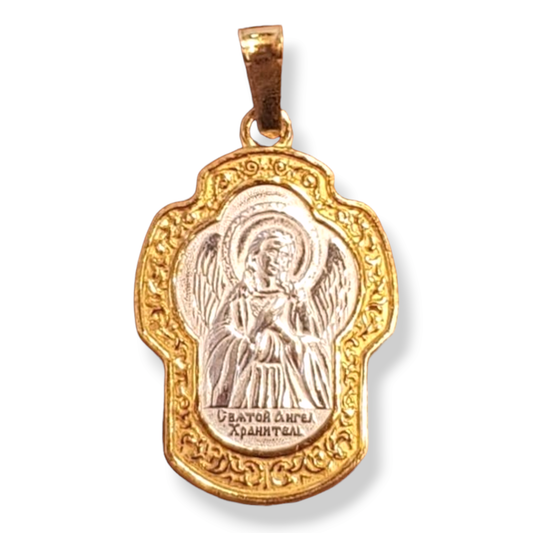 Body pendant necklace icon of the Holy Guardian Angel with gilding