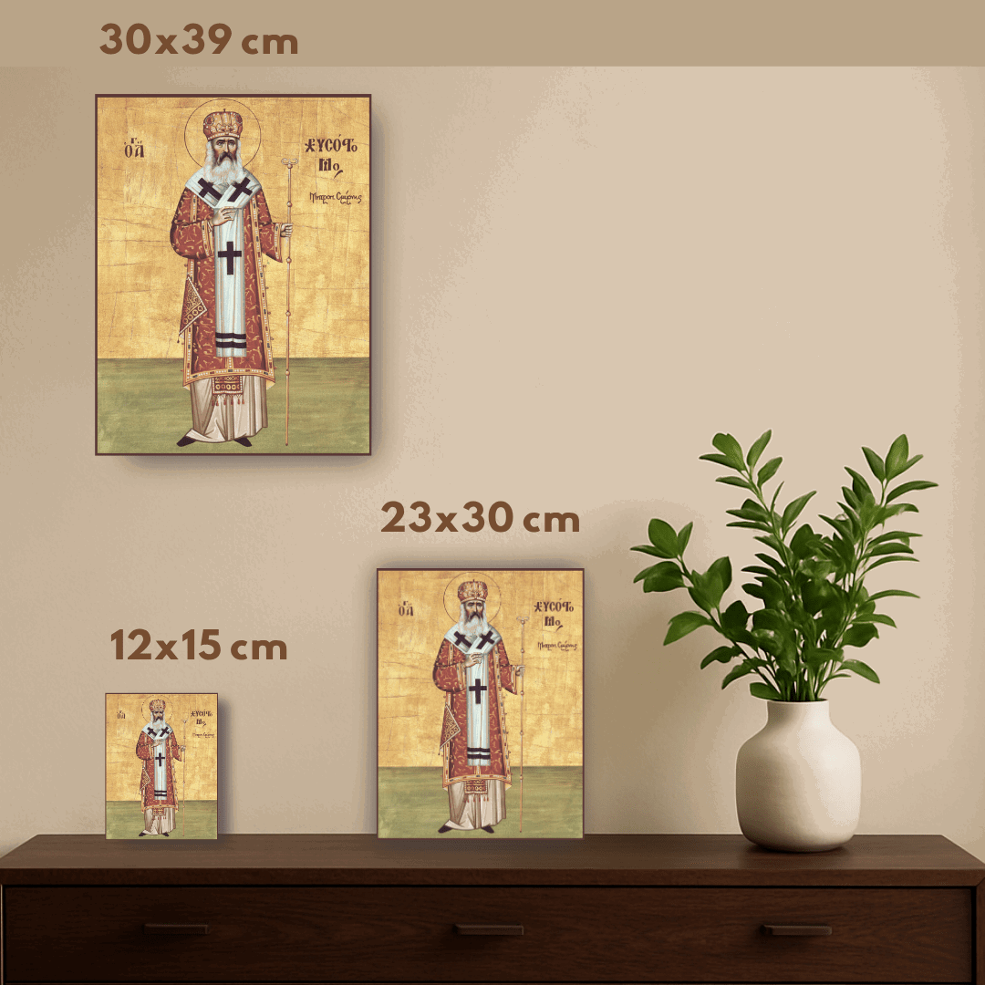 Saint Chrysostomos of Smyrna Orthodox Icon Martyr Metropolitan of Asia Minor Handmade Wooden Wall Art - iconsofsaints.com