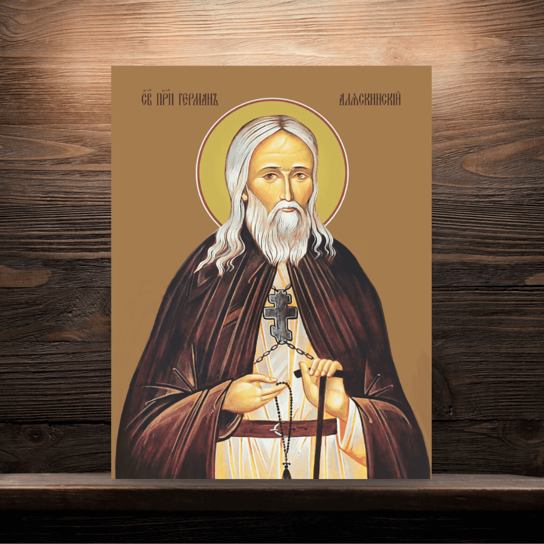 Saint Herman of Alaska Icon Orthodox Handmade Wall Art Kodiak Spruce Island Missionary Russian Monk and Miracle Worker - iconsofsaints.com