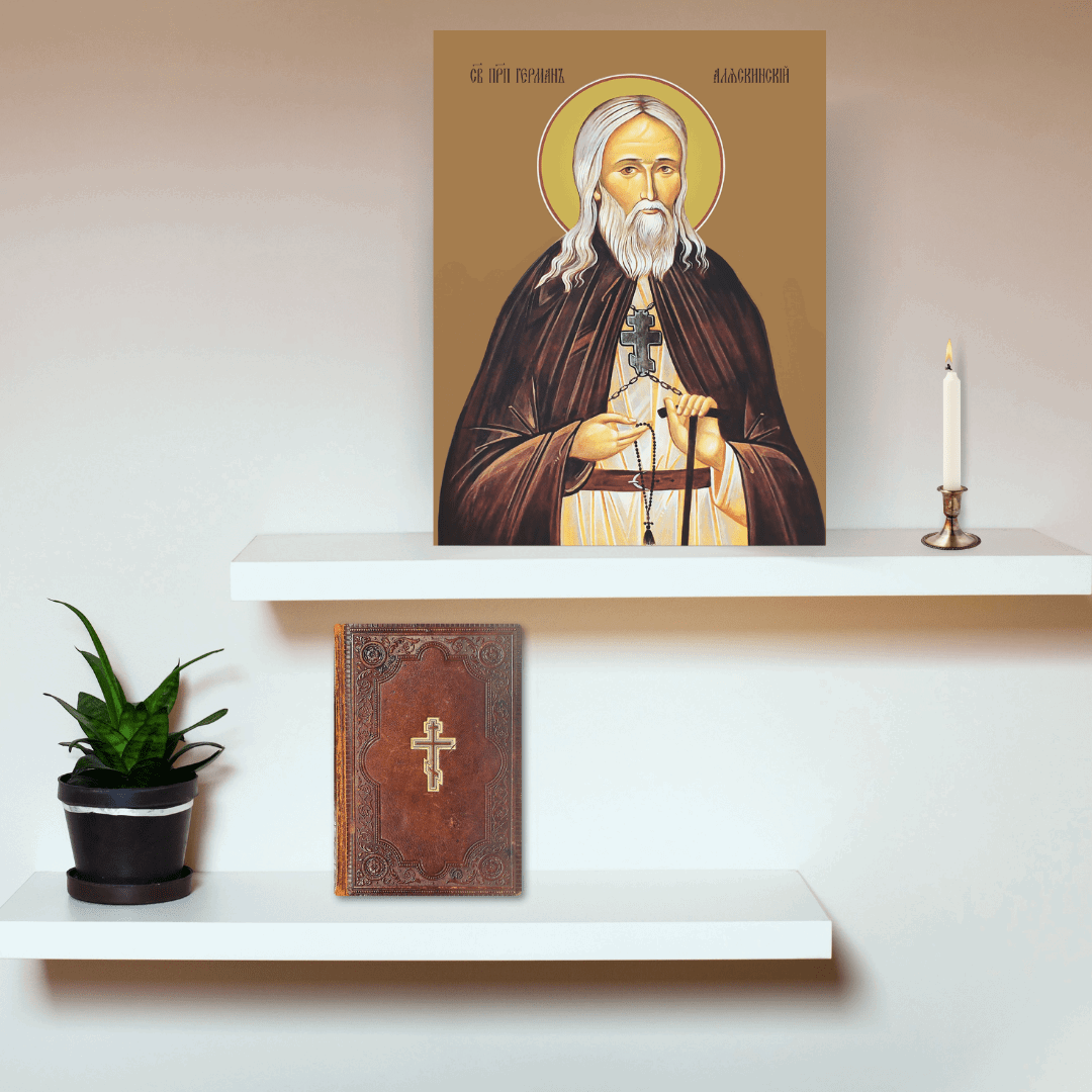 Saint Herman of Alaska Icon Orthodox Handmade Wall Art Kodiak Spruce Island Missionary Russian Monk and Miracle Worker - iconsofsaints.com