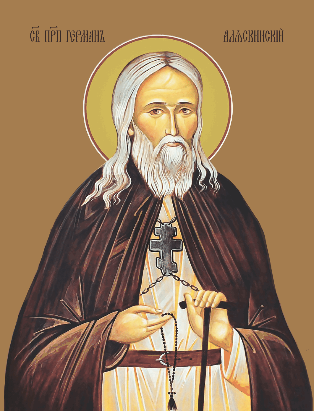 Saint Herman of Alaska Icon Orthodox Handmade Wall Art Kodiak Spruce Island Missionary Russian Monk and Miracle Worker - iconsofsaints.com