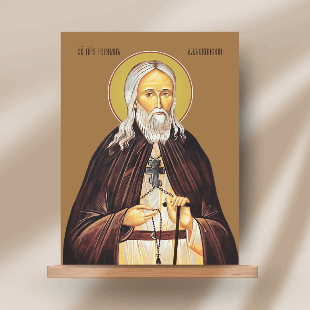 Saint Herman of Alaska Icon Orthodox Handmade Wall Art Kodiak Spruce Island Missionary Russian Monk and Miracle Worker - iconsofsaints.com