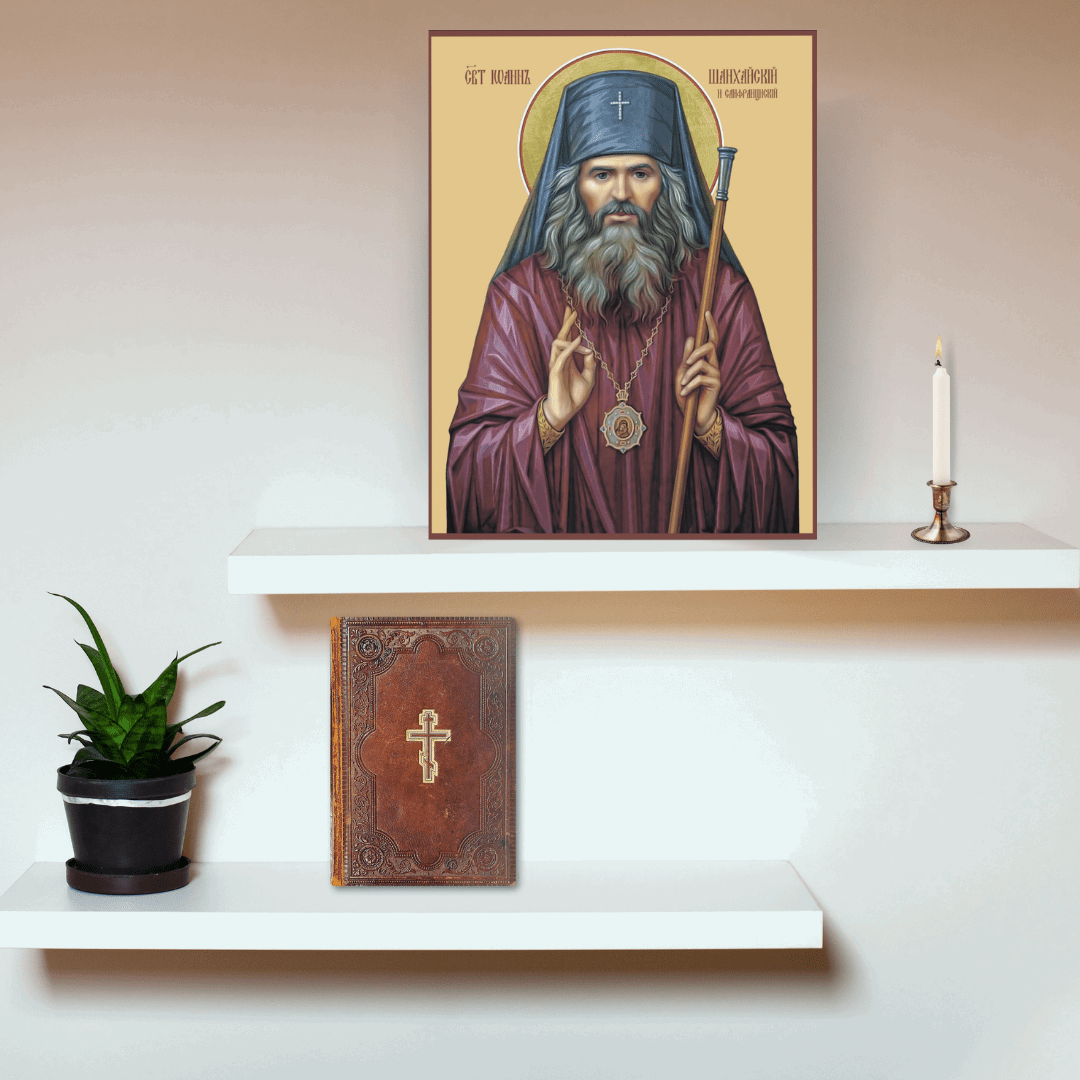 Saint John Maximovitch Icon Orthodox Archbishop of San Francisco Handmade Miracle Worker Wall Art - iconsofsaints.com