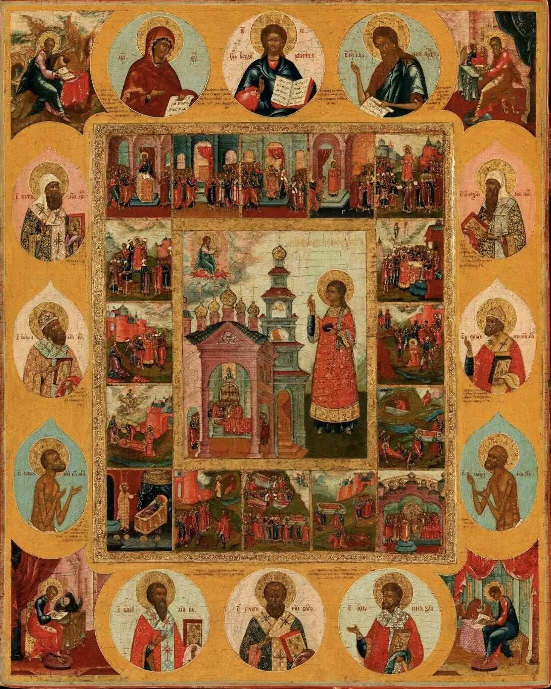 Saint Stephen the Apostle, Protomartyr and Archdeacon with scenes from his life. Wooden orthodox icon. - iconsofsaints.com
